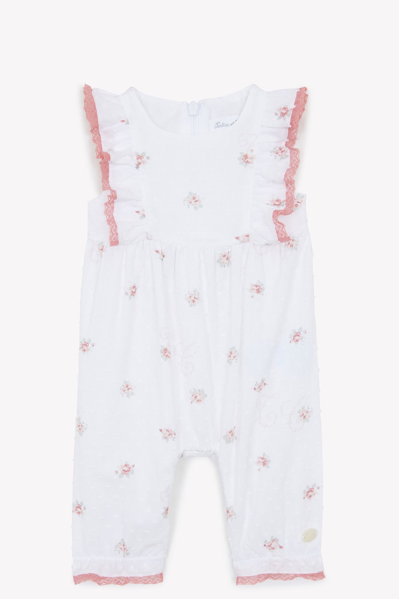 Kız Bebek Çiçek Desenli Coton Tulum