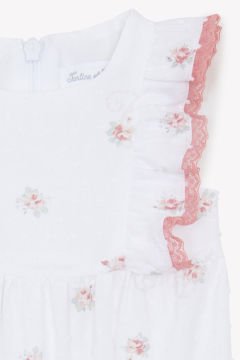 Kız Bebek Çiçek Desenli Coton Tulum