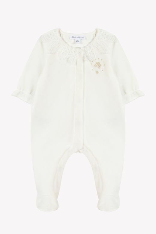 Kız Bebek Dantel Yakalı Kadife Tulum