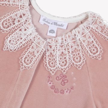 Kız Bebek Dantel Yakalı Kadife Tulum