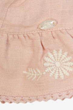 Kız Çocuk Nakışlı Keten Şapka