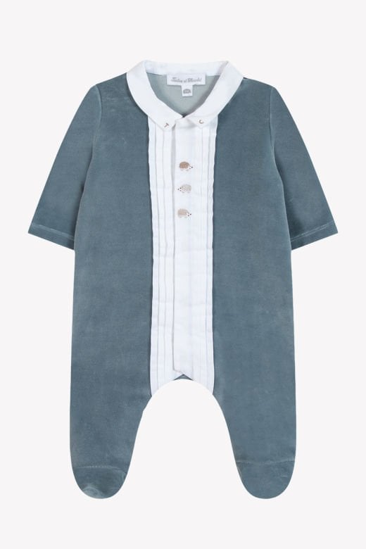 Erkek Bebek Yakası Pilili Kadife Tulum