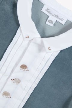 Erkek Bebek Yakası Pilili Kadife Tulum