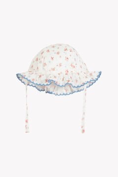 Kız Bebek Çiçek Desenli Coton Şapka