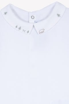 Erkek Bebek Kısa Kollu Yakası Nakışlı Body