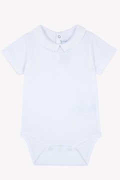 Erkek Bebek Kısa Kollu Yakası Nakışlı Body