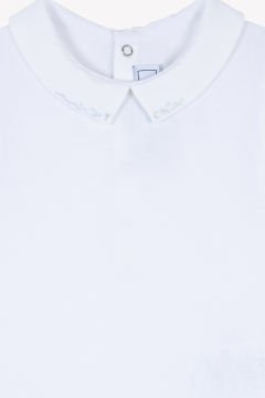 Erkek Bebek Kısa Kollu Yakası Nakışlı Body