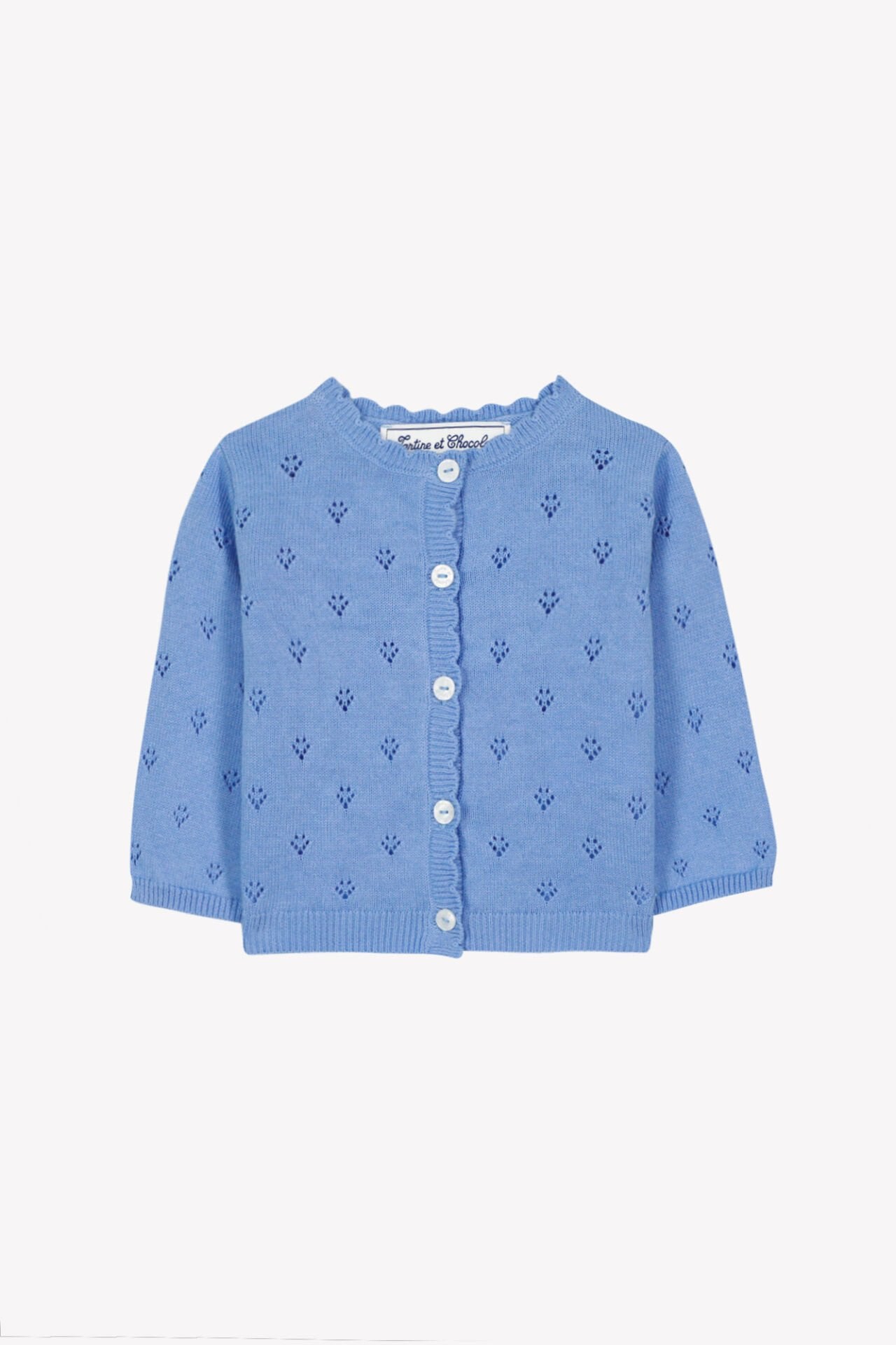 Kız Bebek Gök Mavi Ajurlu Coton Hırka