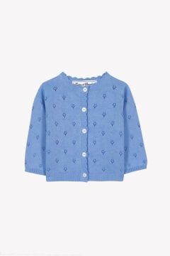 Kız Bebek Gök Mavi Ajurlu Coton Hırka