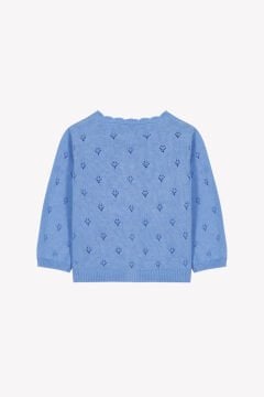 Kız Bebek Gök Mavi Ajurlu Coton Hırka