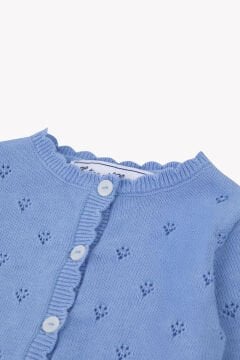 Kız Bebek Gök Mavi Ajurlu Coton Hırka