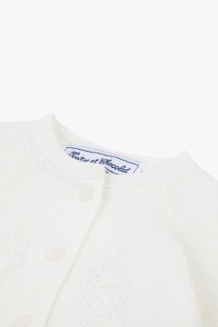 Kız Bebek Çiçek Nakışlı Coton Hırka