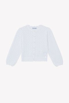 Kız Çocuk Beyaz Ajurlu Triko Hırka