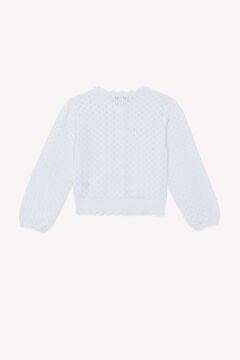 Kız Çocuk Beyaz Ajurlu Triko Hırka