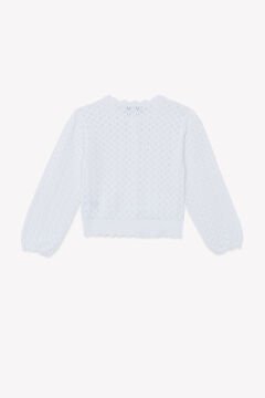 Kız Çocuk Beyaz Ajurlu Triko Hırka