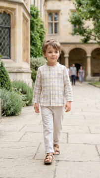 Erkek Çocuk Kareli Coton - Keten Gömlek