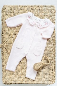 Kız Bebek Fisto Yakalı Triko Tulum