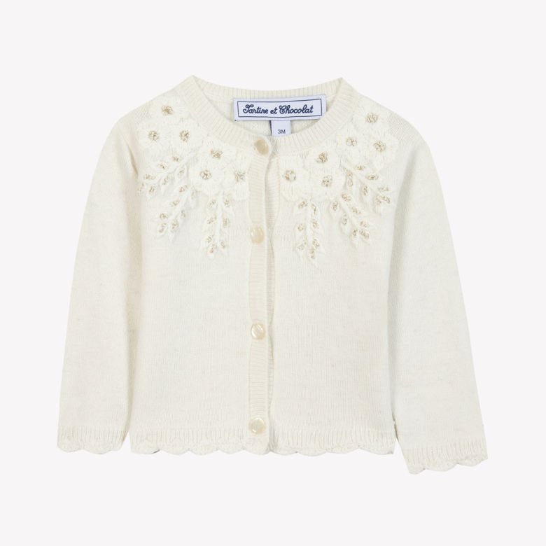 Kız Bebek Nakışlı Triko Hırka