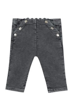 Kız Bebek Düğme Baskılı Jean Pantalon