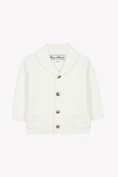 Erkek Bebek Ekru Cepli Pamuklu Hırka