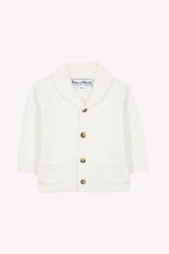 Erkek Bebek Ekru Cepli Pamuklu Hırka