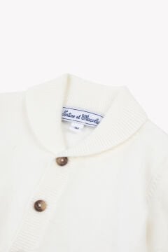 Erkek Bebek Ekru Cepli Pamuklu Hırka