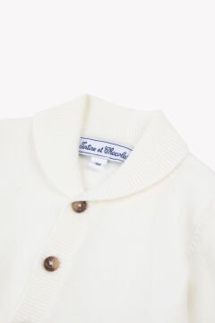 Erkek Bebek Ekru Cepli Pamuklu Hırka