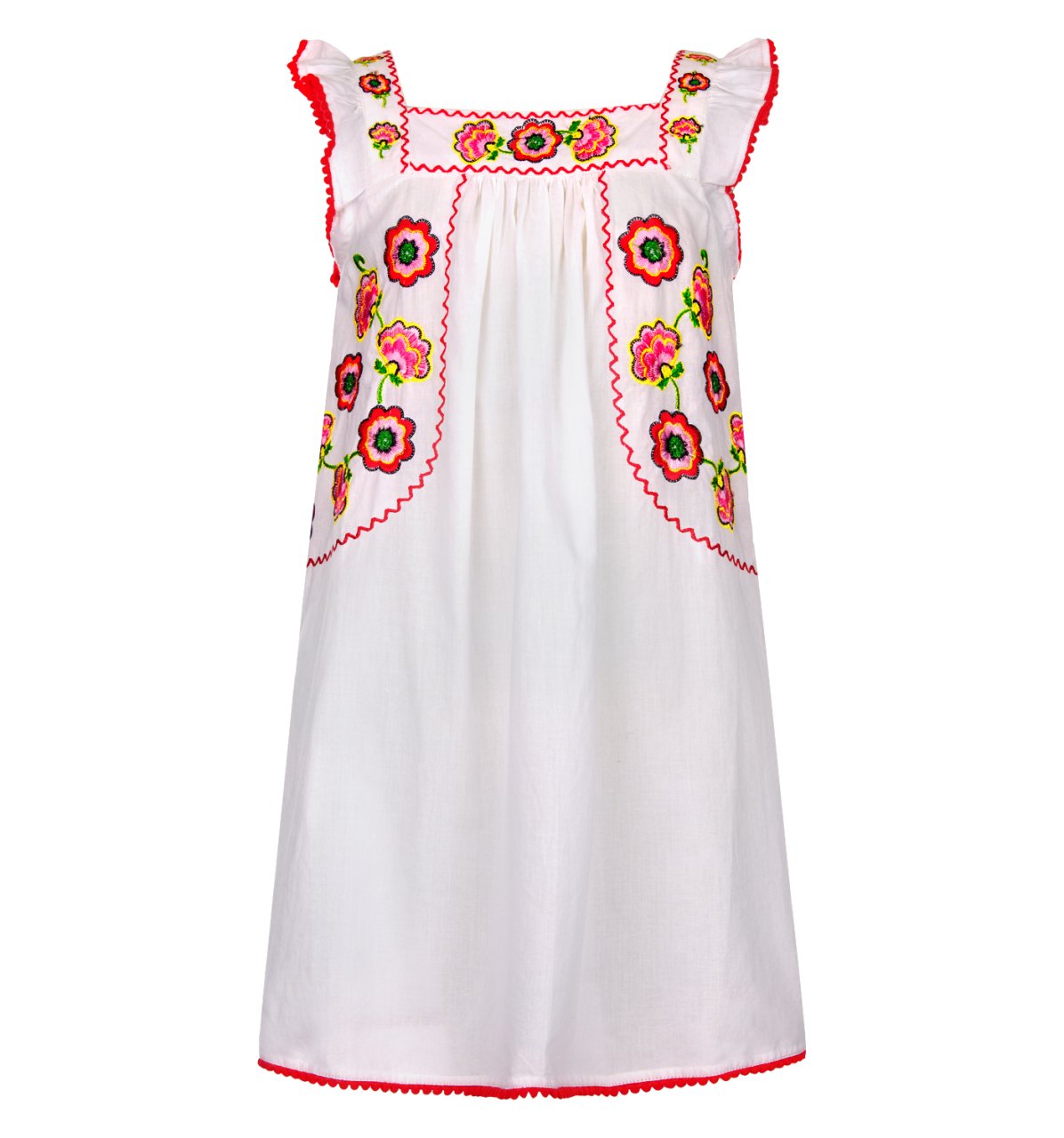 Kız Çocuk İşlemeli Koton Elbise