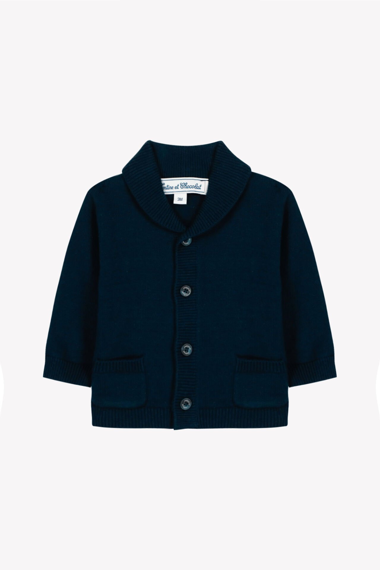 Erkek Bebek Lacivert Cepli Pamuklu Hırka