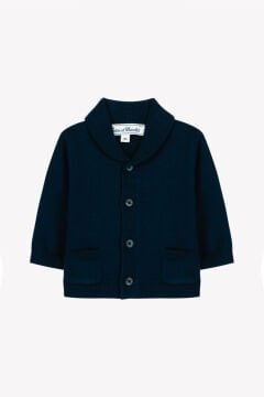 Erkek Bebek Lacivert Cepli Pamuklu Hırka