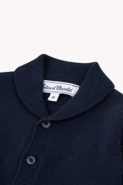 Erkek Bebek Lacivert Cepli Pamuklu Hırka