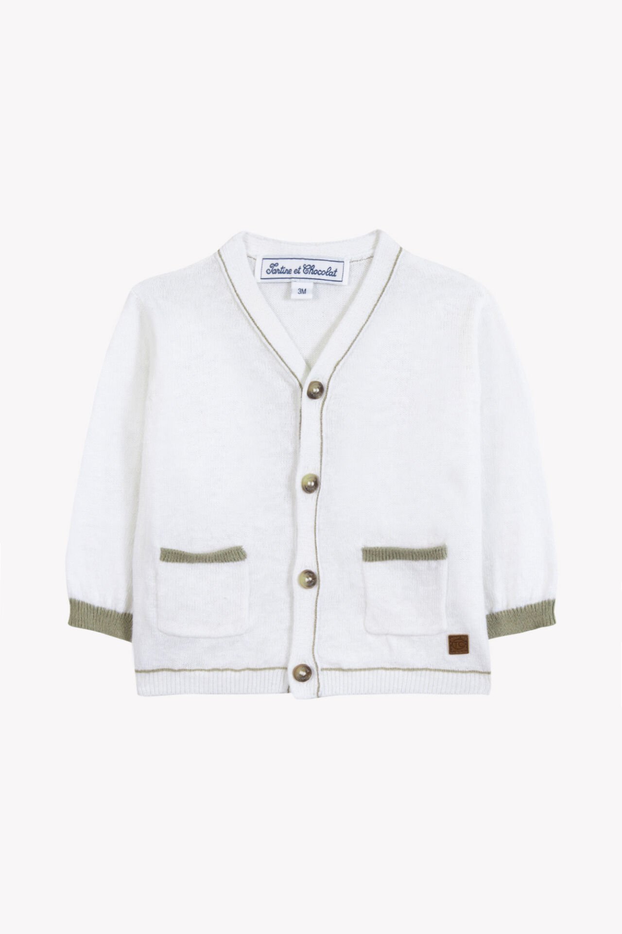 Erkek Bebek Ekru Keten-Coton Hırka