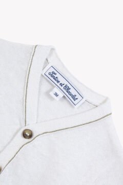 Erkek Bebek Ekru Keten-Coton Hırka