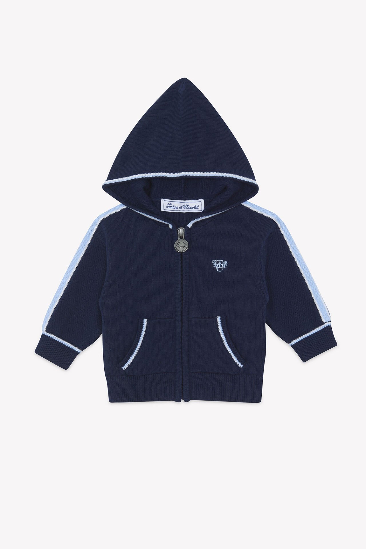 Erkek Bebek Kapüşonlu Marine Hırka