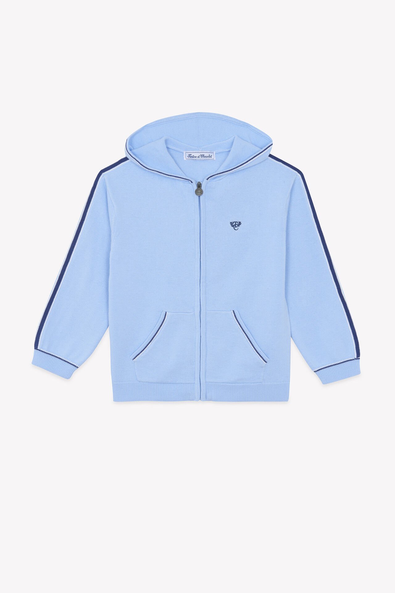 Erkek Çocuk Mavi Kapüşonlu Hırka