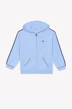 Erkek Çocuk Mavi Kapüşonlu Hırka