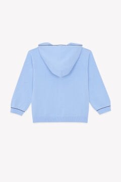 Erkek Çocuk Mavi Kapüşonlu Hırka