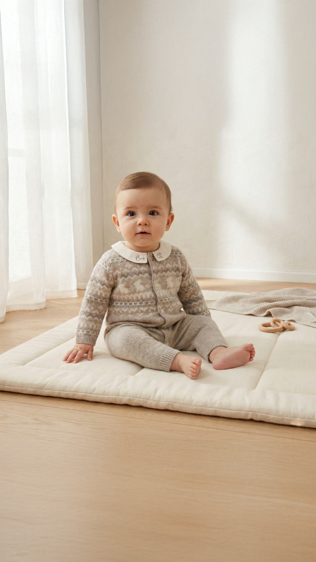 Erkek Bebek Desenli Yün Combilong