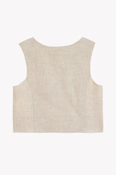 Erkek Bebek Bej Keten Yelek