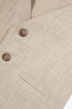 Erkek Bebek Bej Keten Yelek