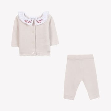 Kız Bebek Yün Hırka + Pantalon Takım