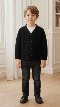 Erkek Çocuk Saç Örgülü Kaşmir Hırka