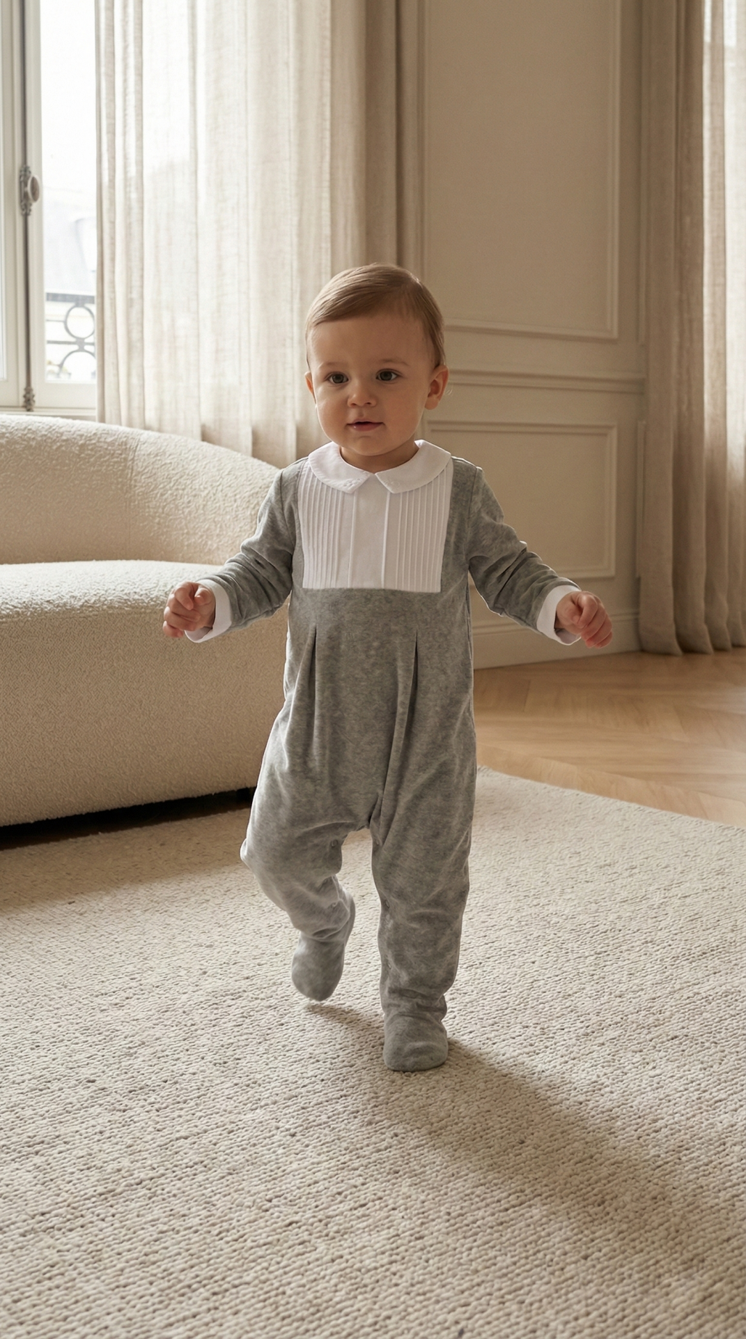 Erkek Bebek Kadife Tulum