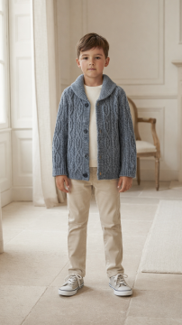 Erkek Çocuk Saç Örgülü Yün Hırka