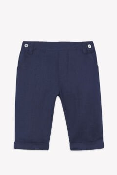 Erkek Bebek Marine Keten Pantalon
