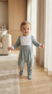 Erkek Bebek Kadife Tulum