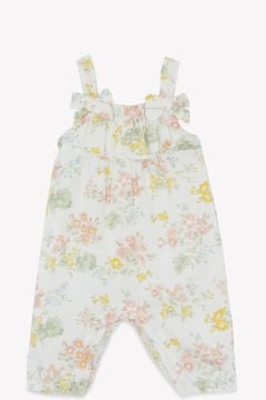 Kız Bebek Çiçek Desenli Coton Tulum