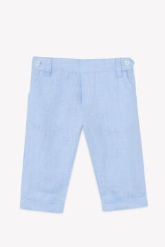 Erkek Bebek Mavi Keten Pantalon