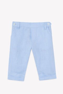 Erkek Bebek Mavi Keten Pantalon