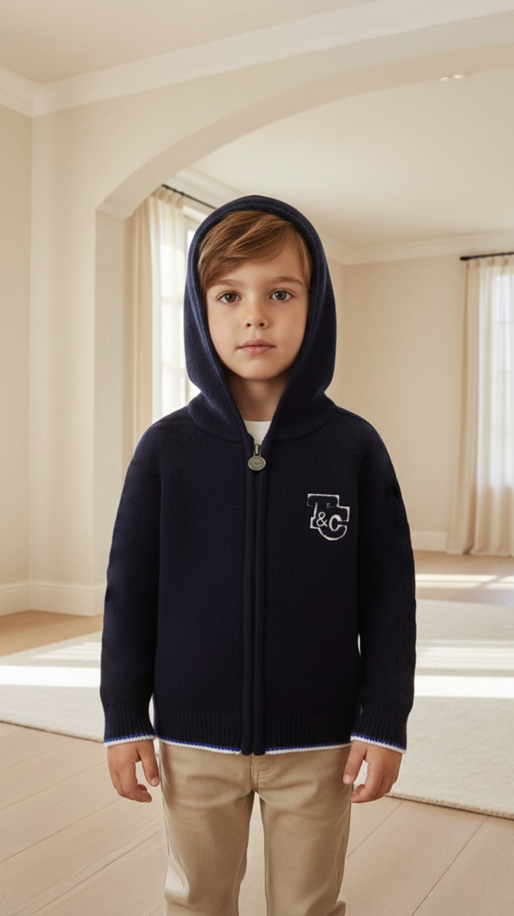 Erkek Çocuk Kapüşonlu Triko Hırka